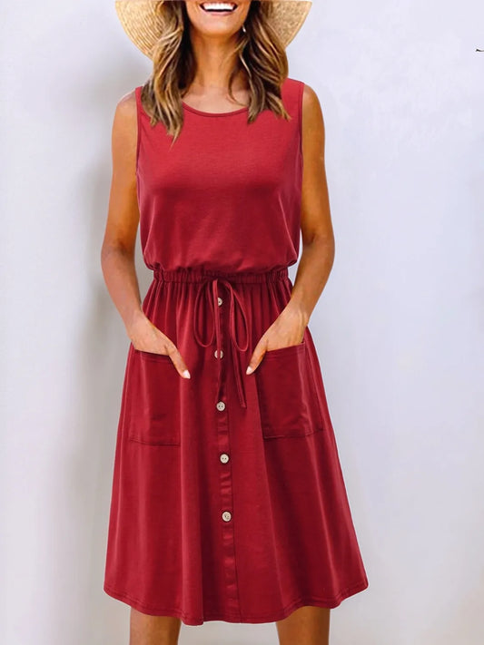 Full Size Round Neck Sleeveless Tank Dress Plus Size
