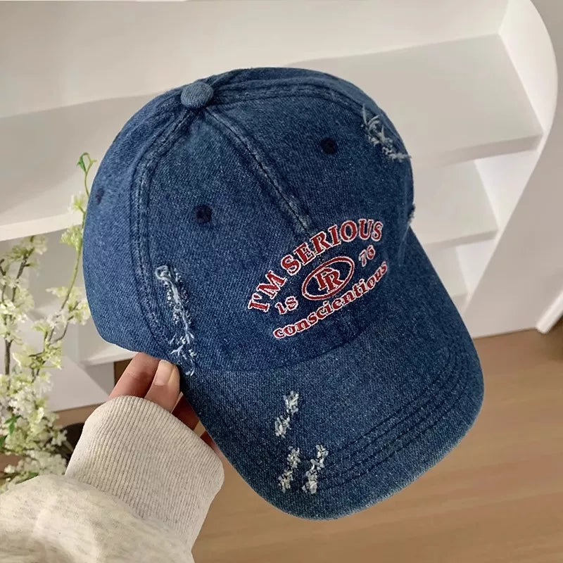Embroidered Distressed Baseball Cap