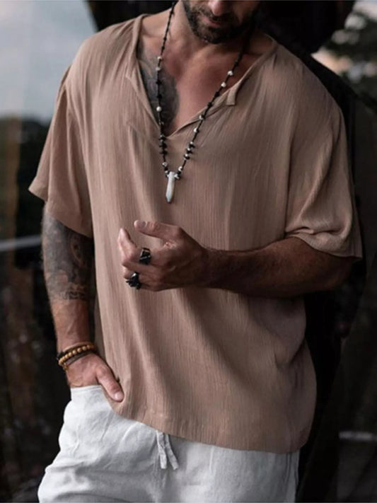 Men's Full Size Casual Loose Short Sleeve Blouse Plus Size