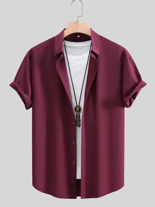 Men's Casual Solid Color Short Sleeve Shirt