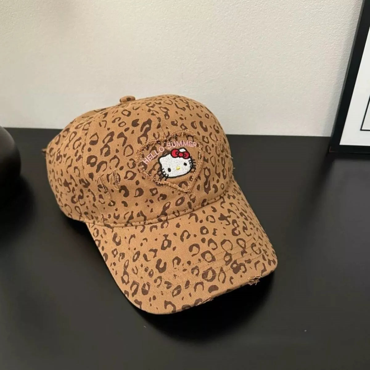 Embroidered Leopard Print Baseball Cap