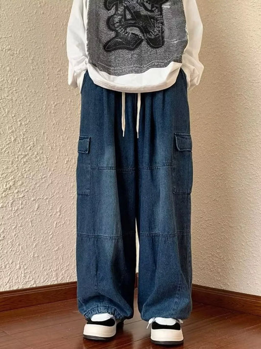 Men's Full Size Loose Fit Cargo Jeans Plus Size