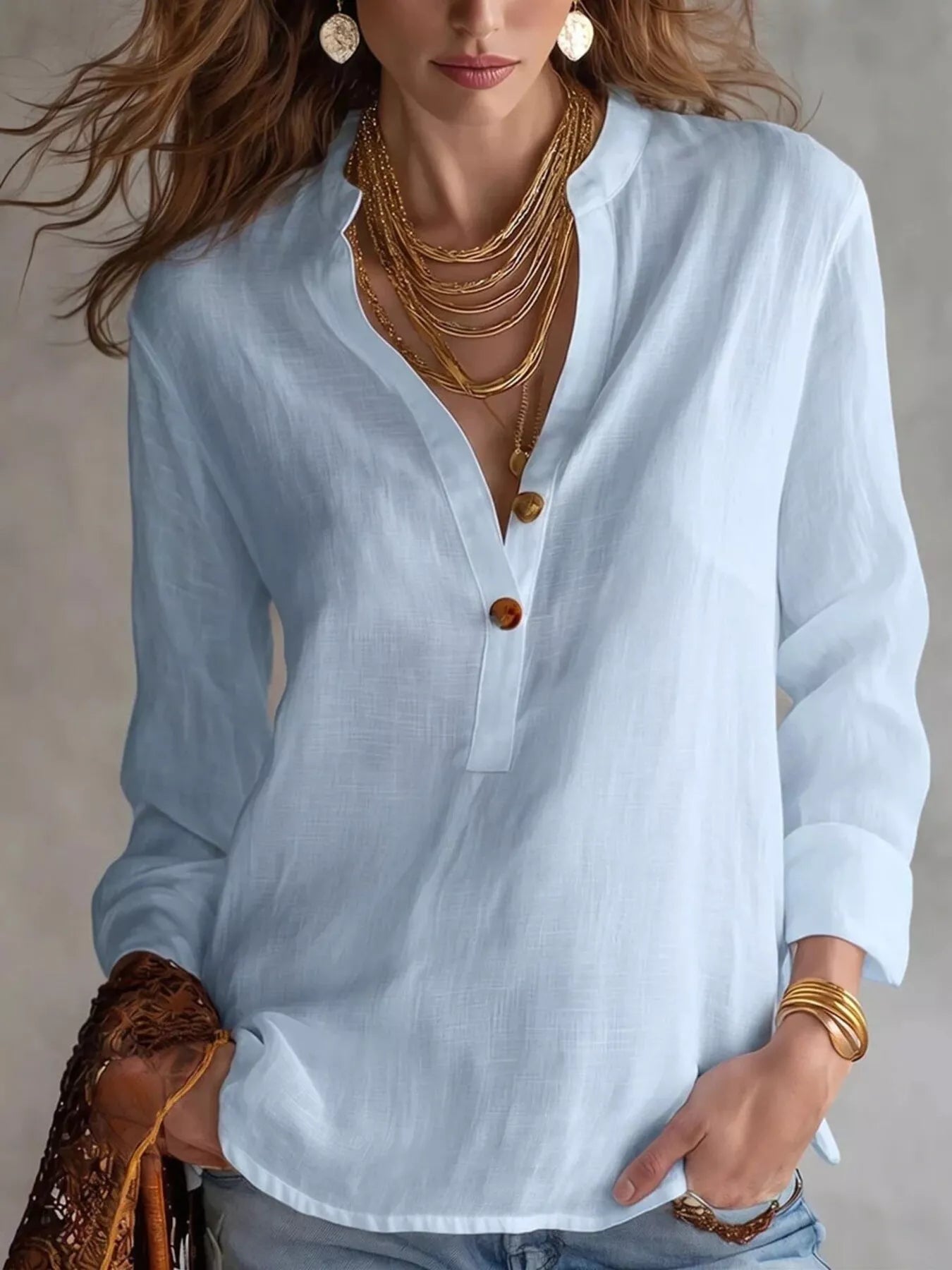 Button Detail Long Sleeve Shirt