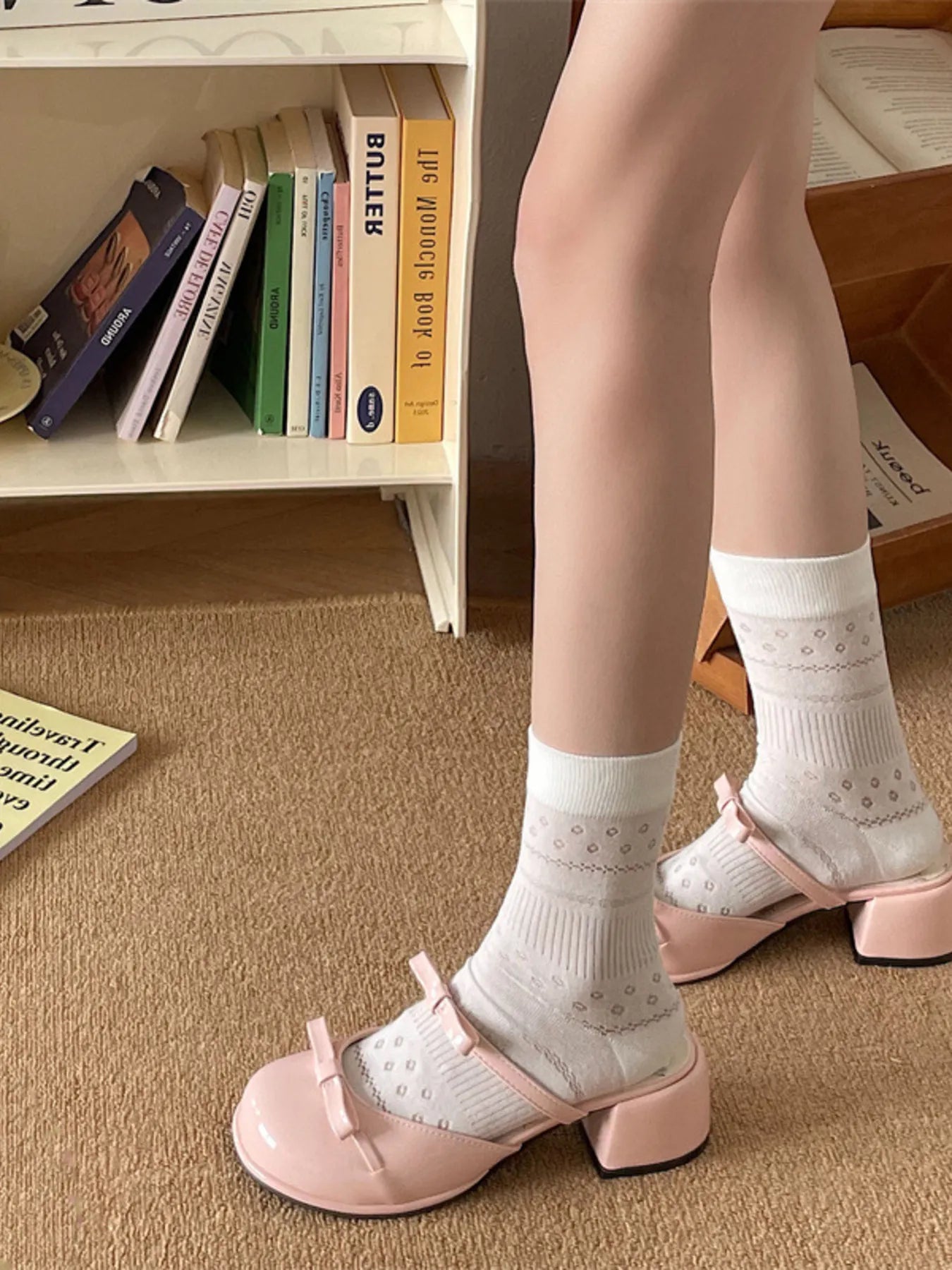 Bow Round Toe Block Heel Sandals