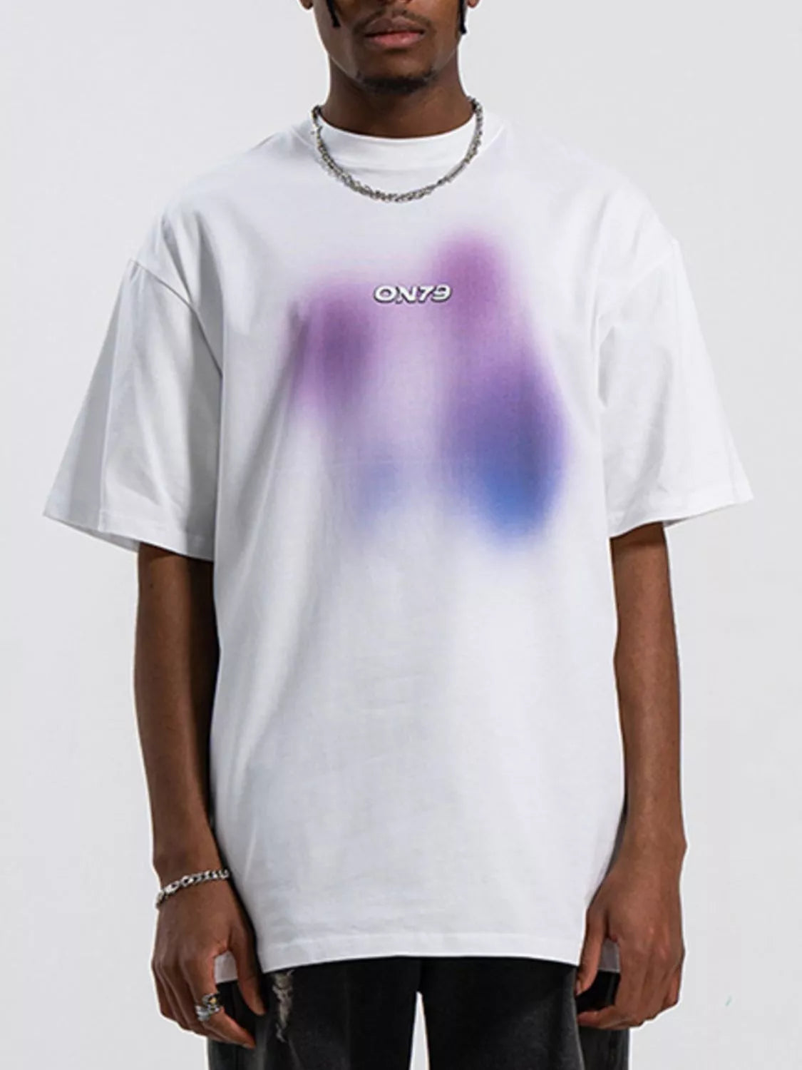 Men's Contrast Round Neck Short Sleeve T-Shirt
