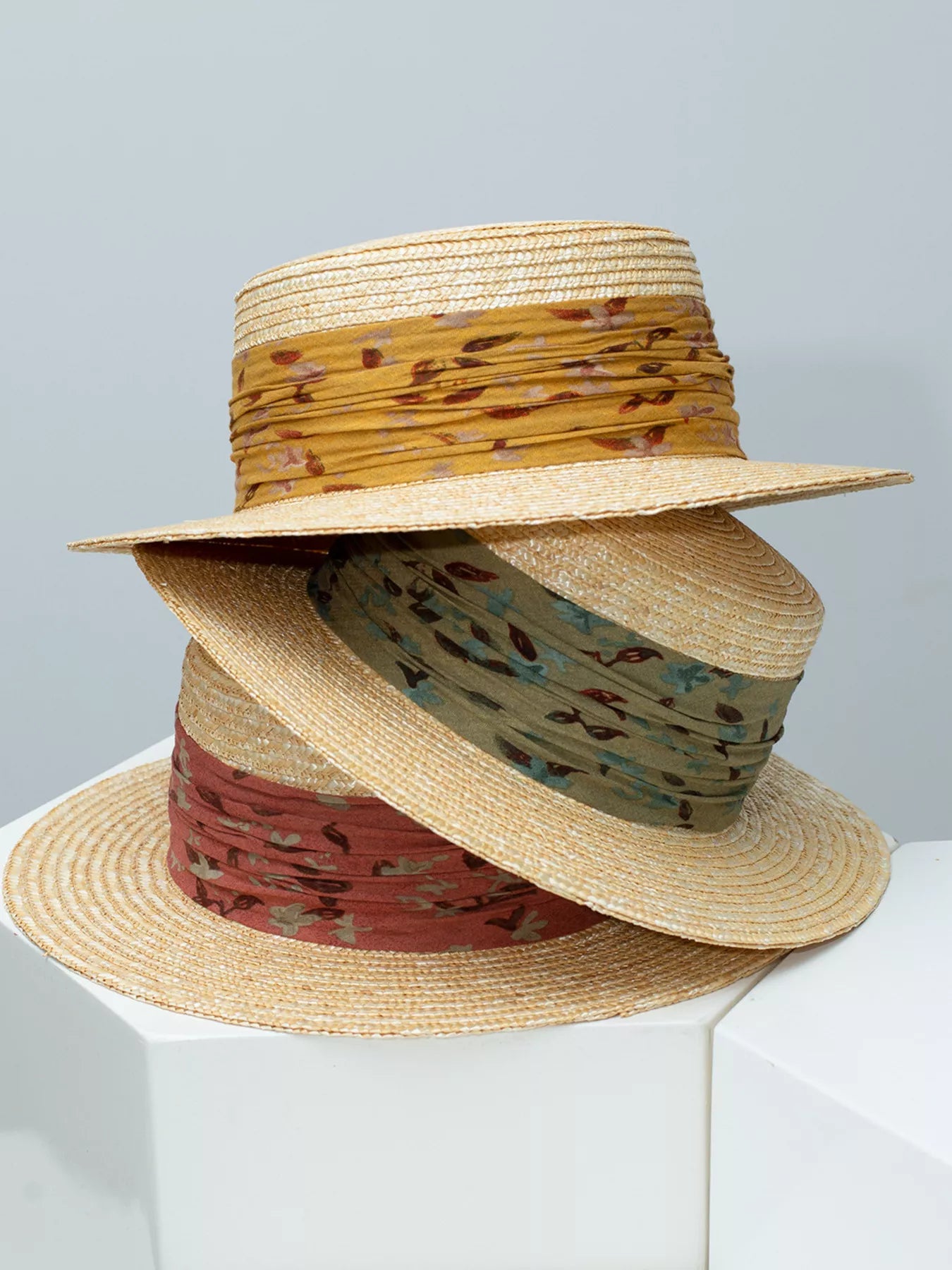 Ribbon Straw Boater Hat