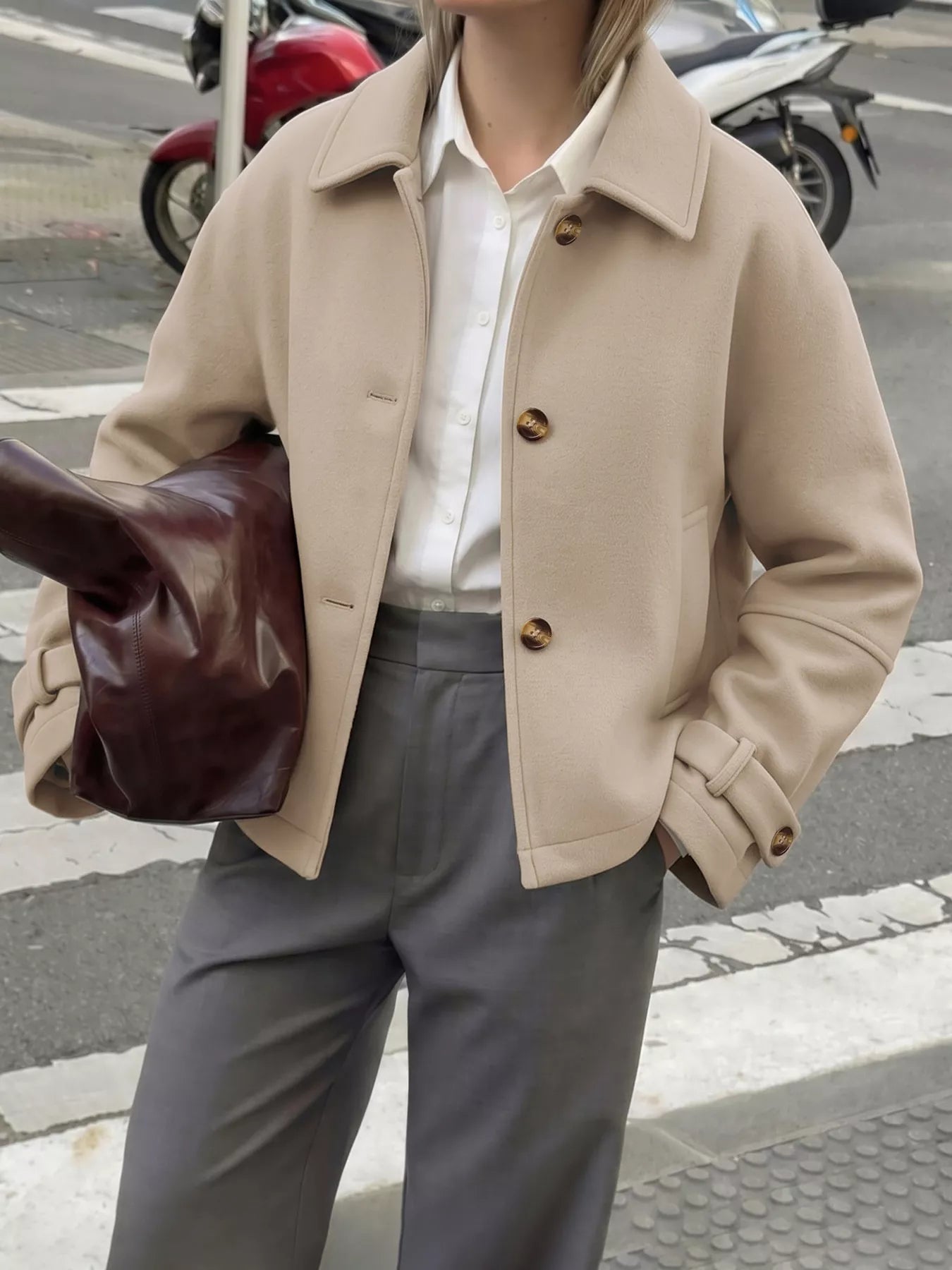 Collared Neck Button Up Jacket