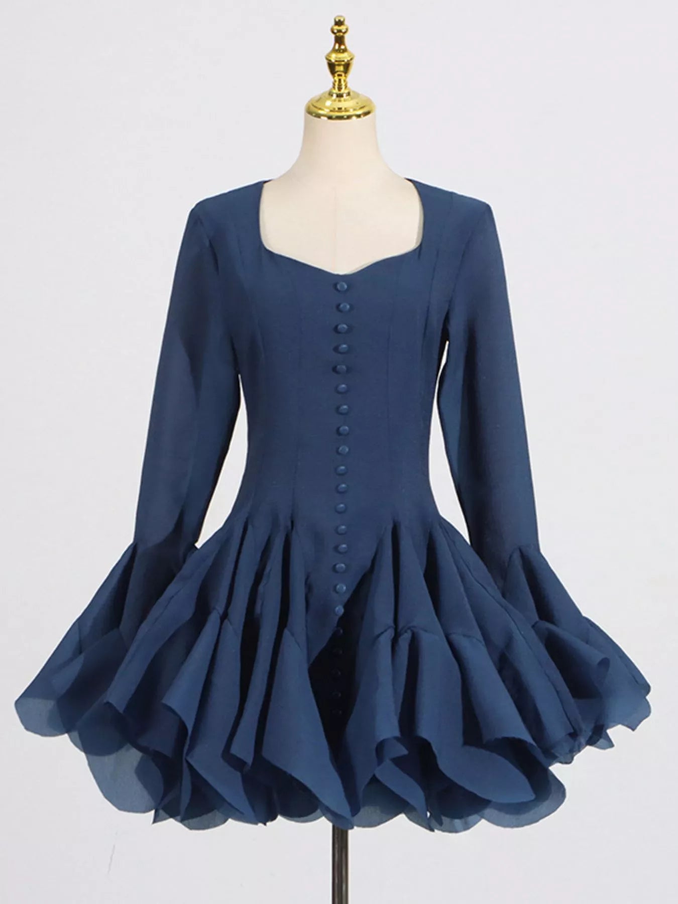 Ruffled Flare Sleeve Mini Dress