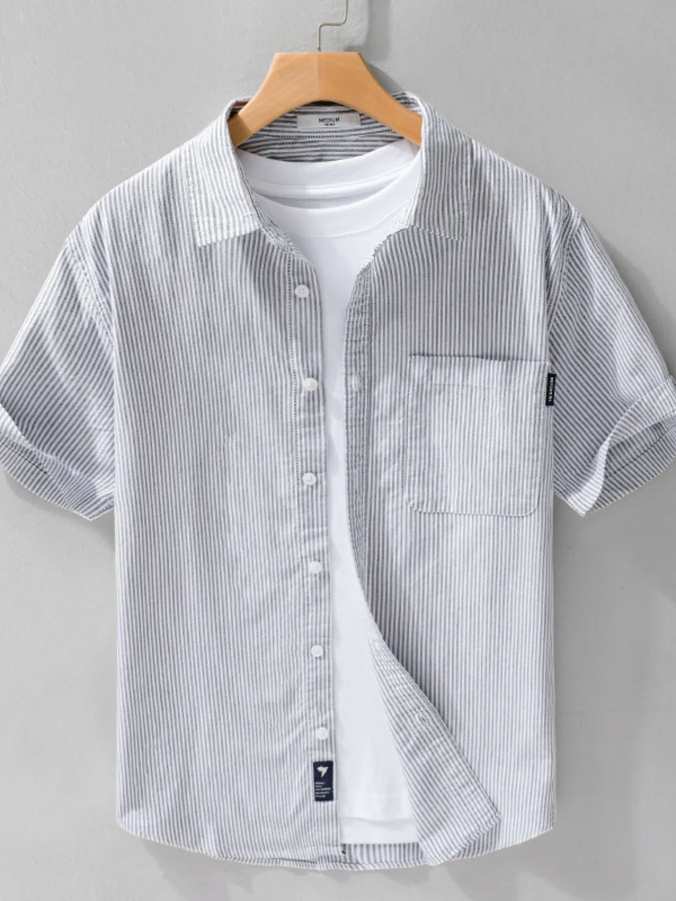 Men's Plus Size Striped Short Sleeve Casual Shirt