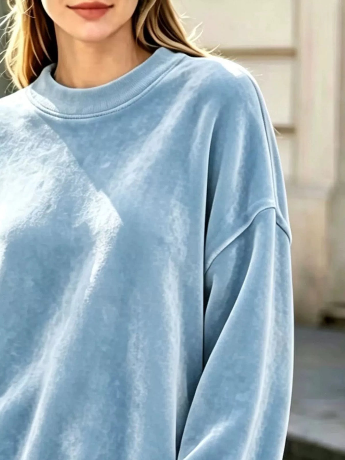 Full Size Crew Neck Dropped Shoulder Sweatshirt Plus Size