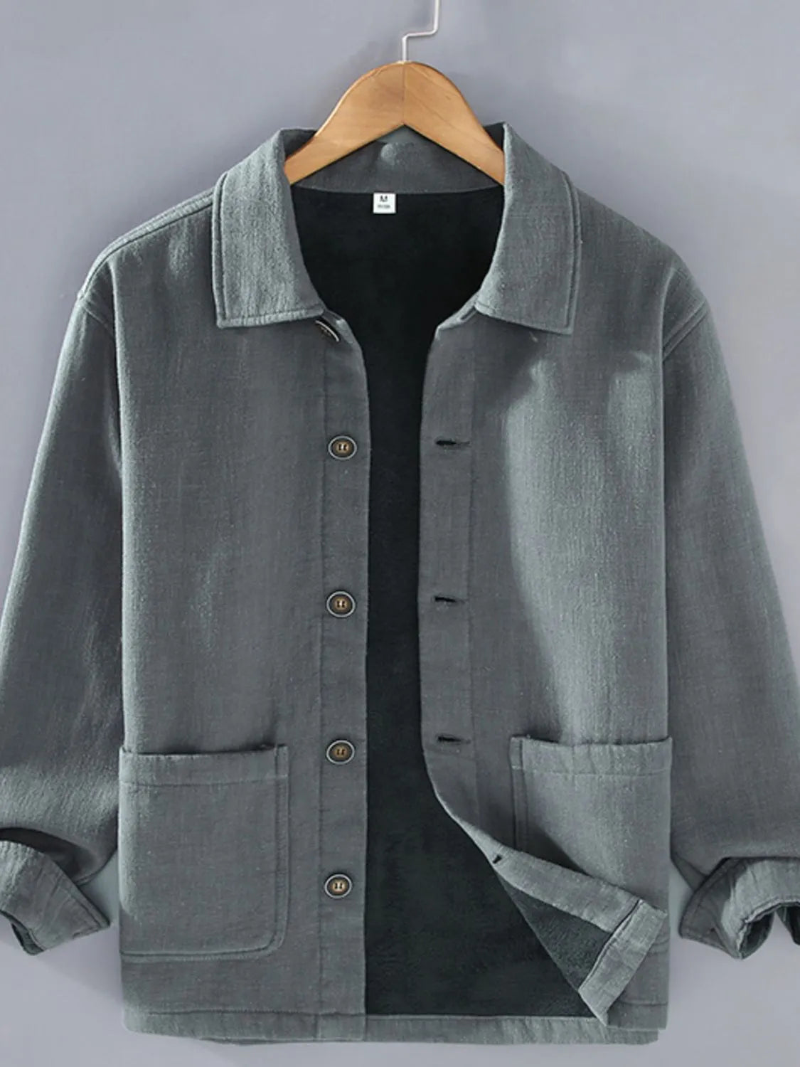 Men's Plus Size Button Up Long Sleeve Shacket