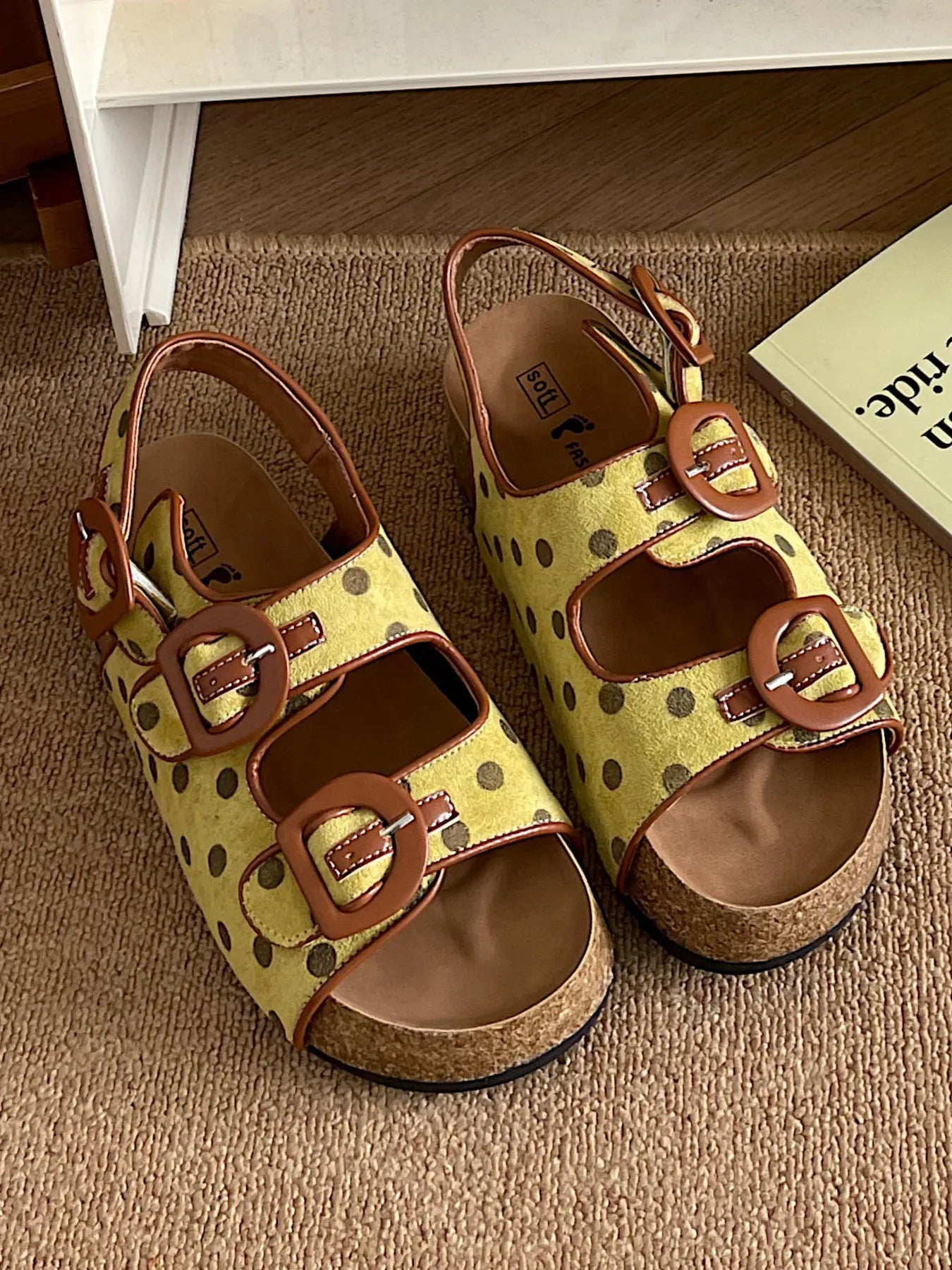 Polka Dot Double Buckle Platform Sandals