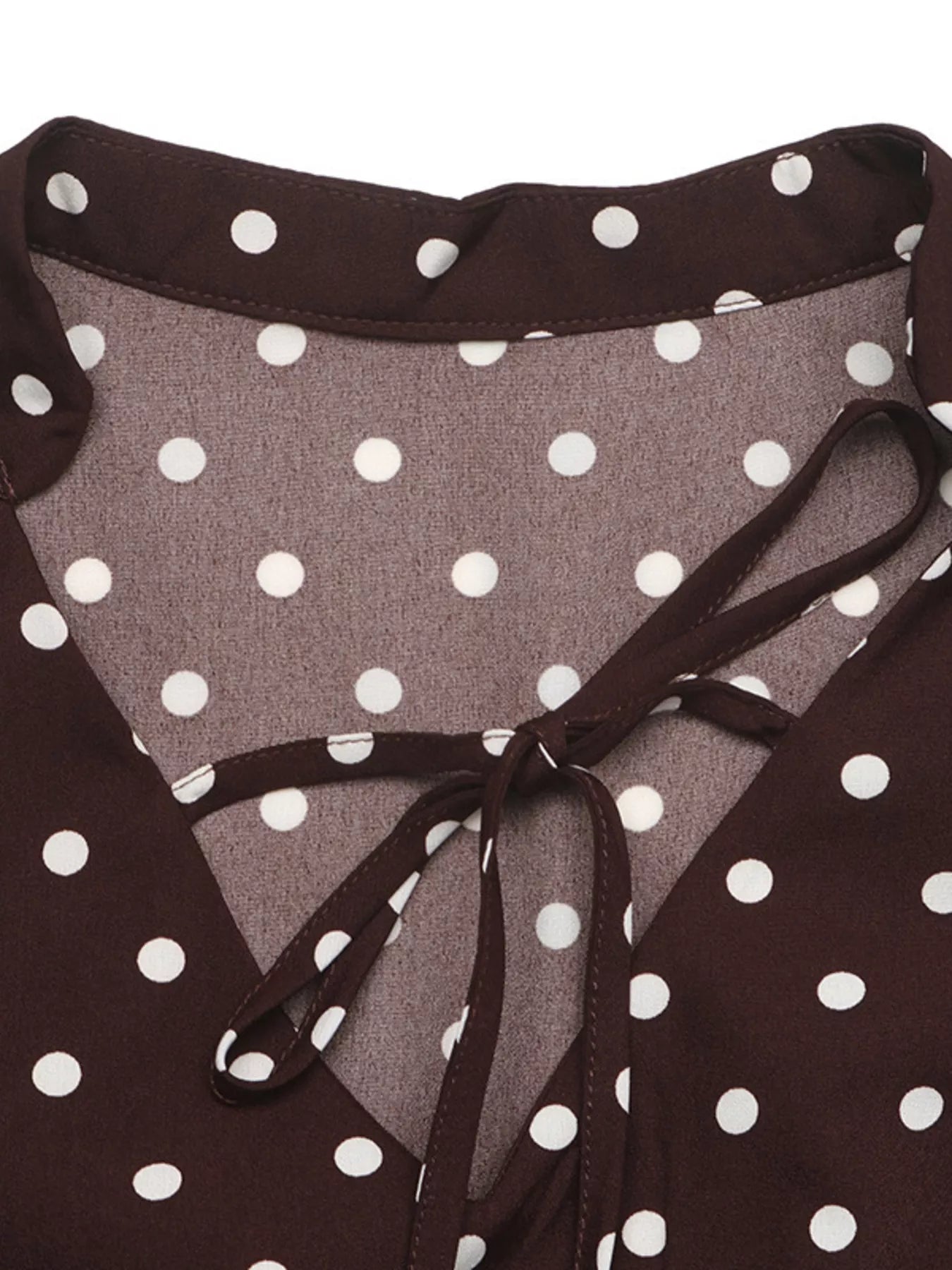 Polka Dot Flare Sleeve Tie Neck Dress