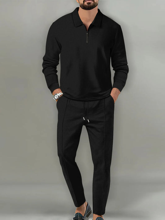 Men's Full Size Long Sleeve Top and Pants Set Plus Size