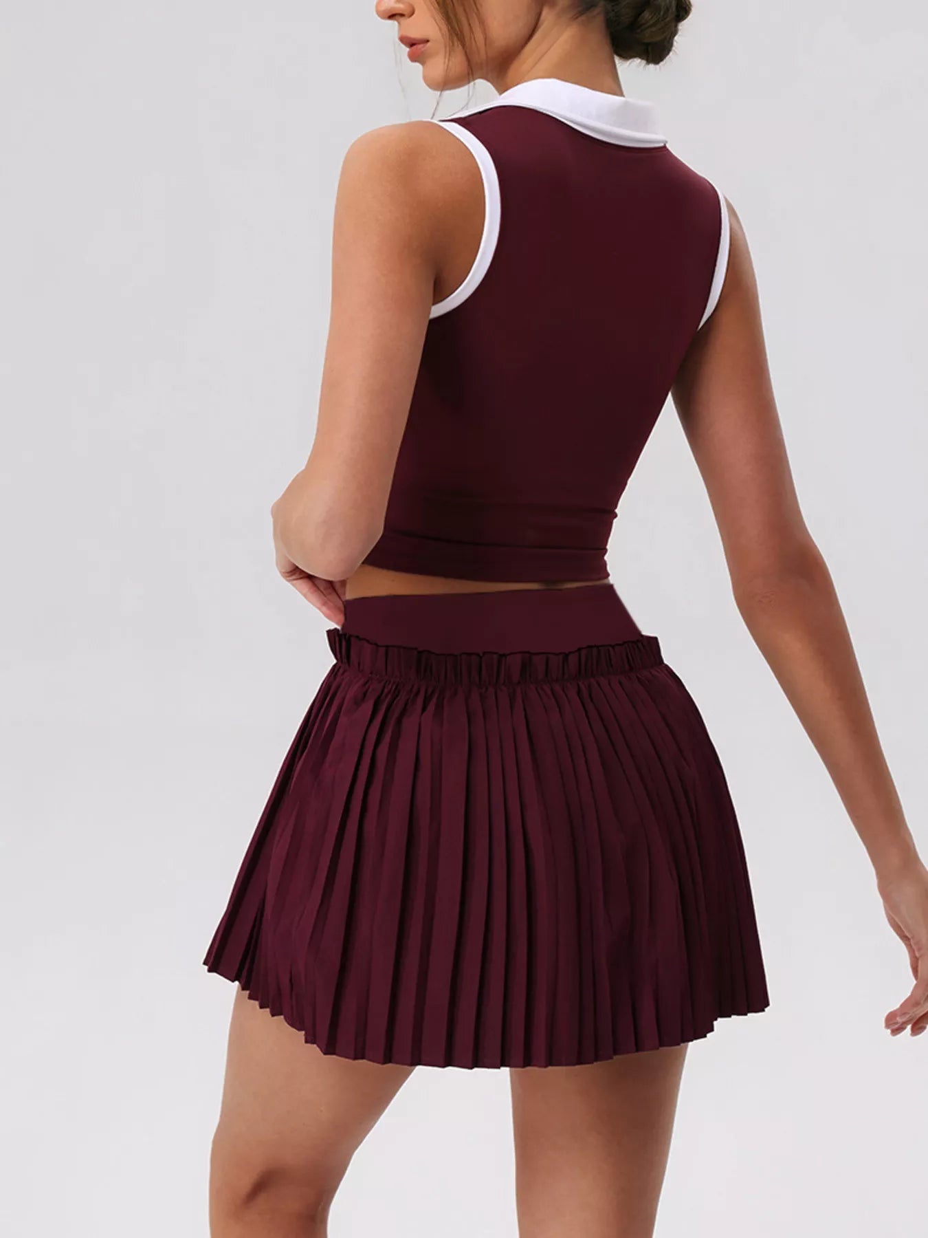 Sleeveless Top and Pleated Skirt Active Set