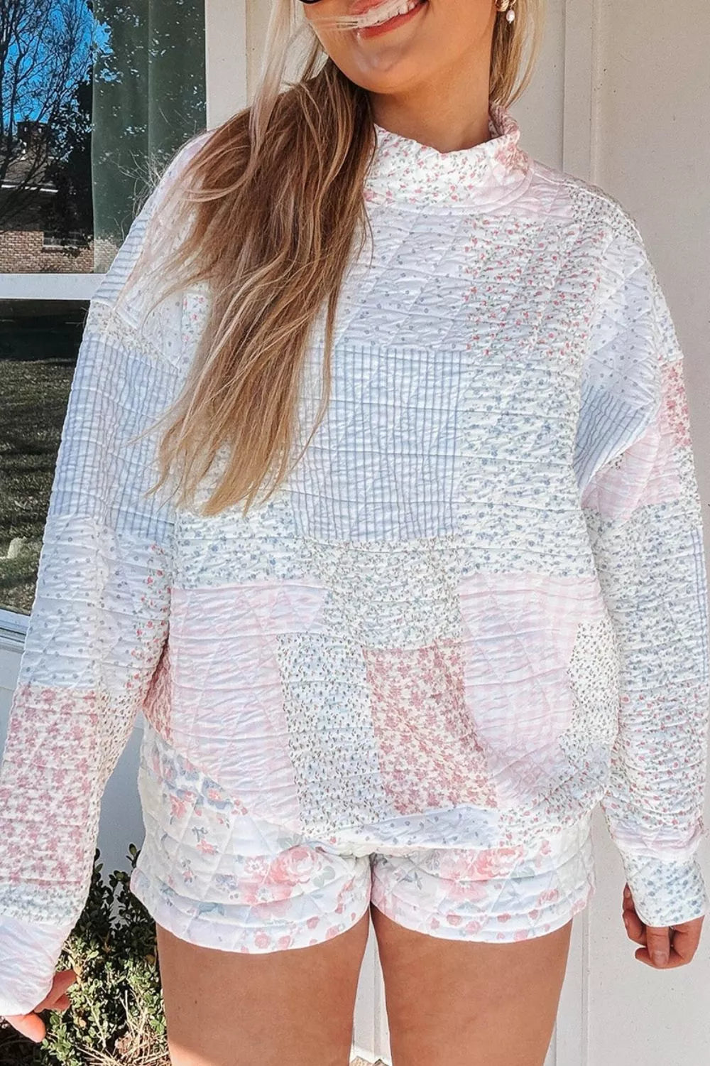 Quilted Long Sleeve Top and Shorts Set