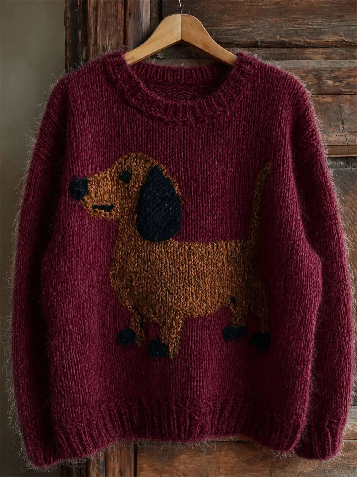 Dachshund Dropped Shoulder Sweater