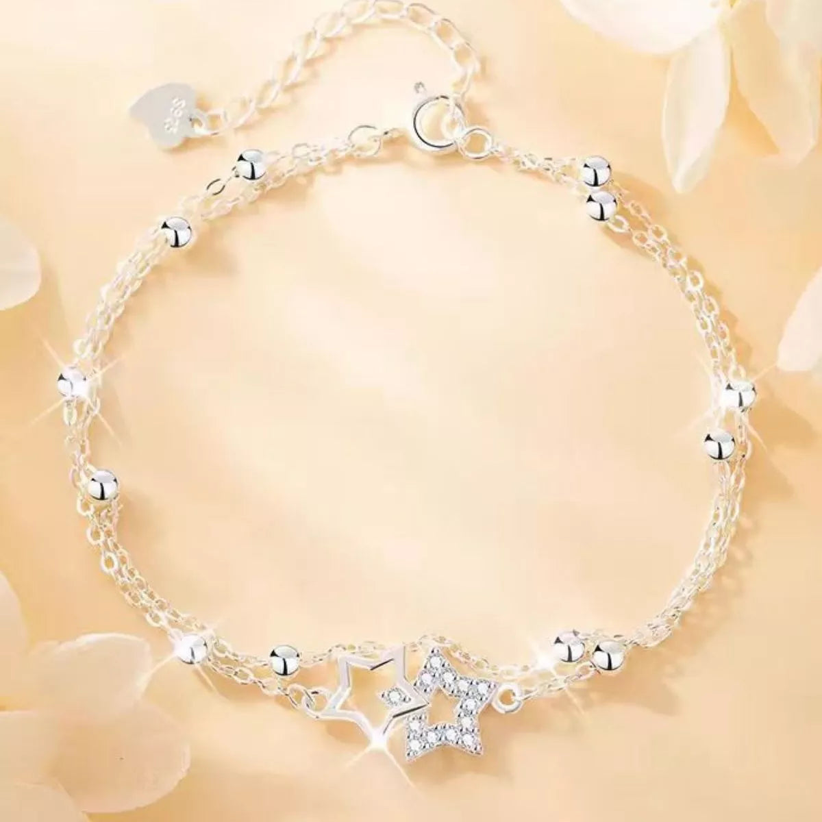 925 Sterling Silver Zircon Star Chain Bracelet