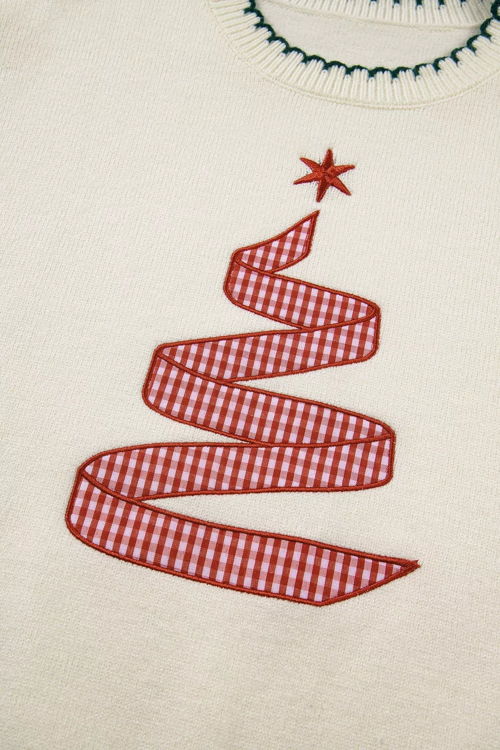 Stitched Detail Christmas Tree Holiday Casual Sweater