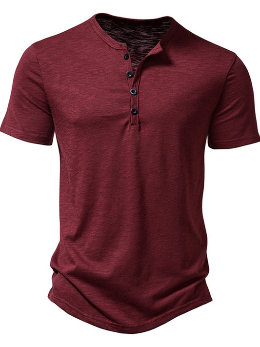 Men's Casual Button Detail T-Shirt