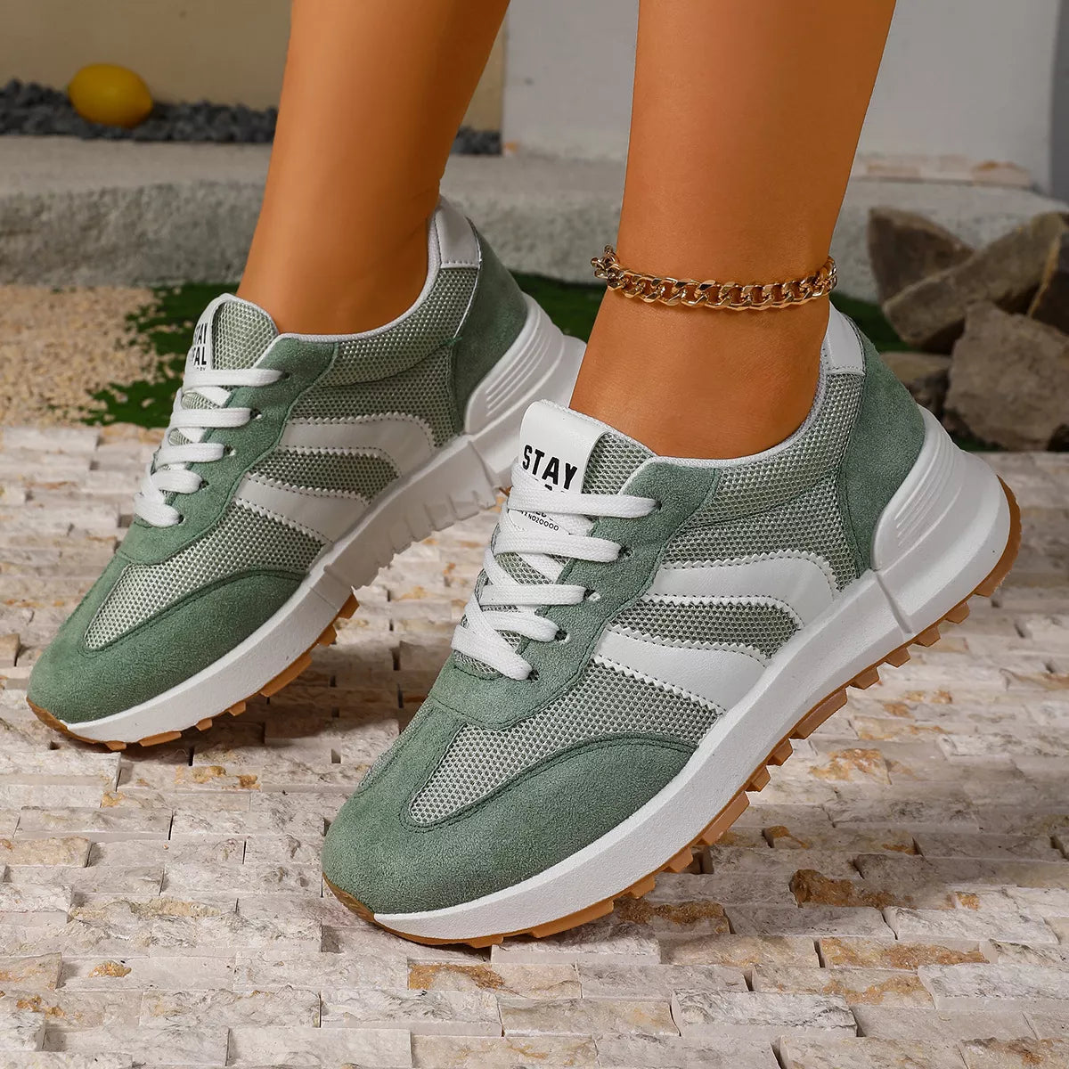 Round Toe Lace Up Sneakers