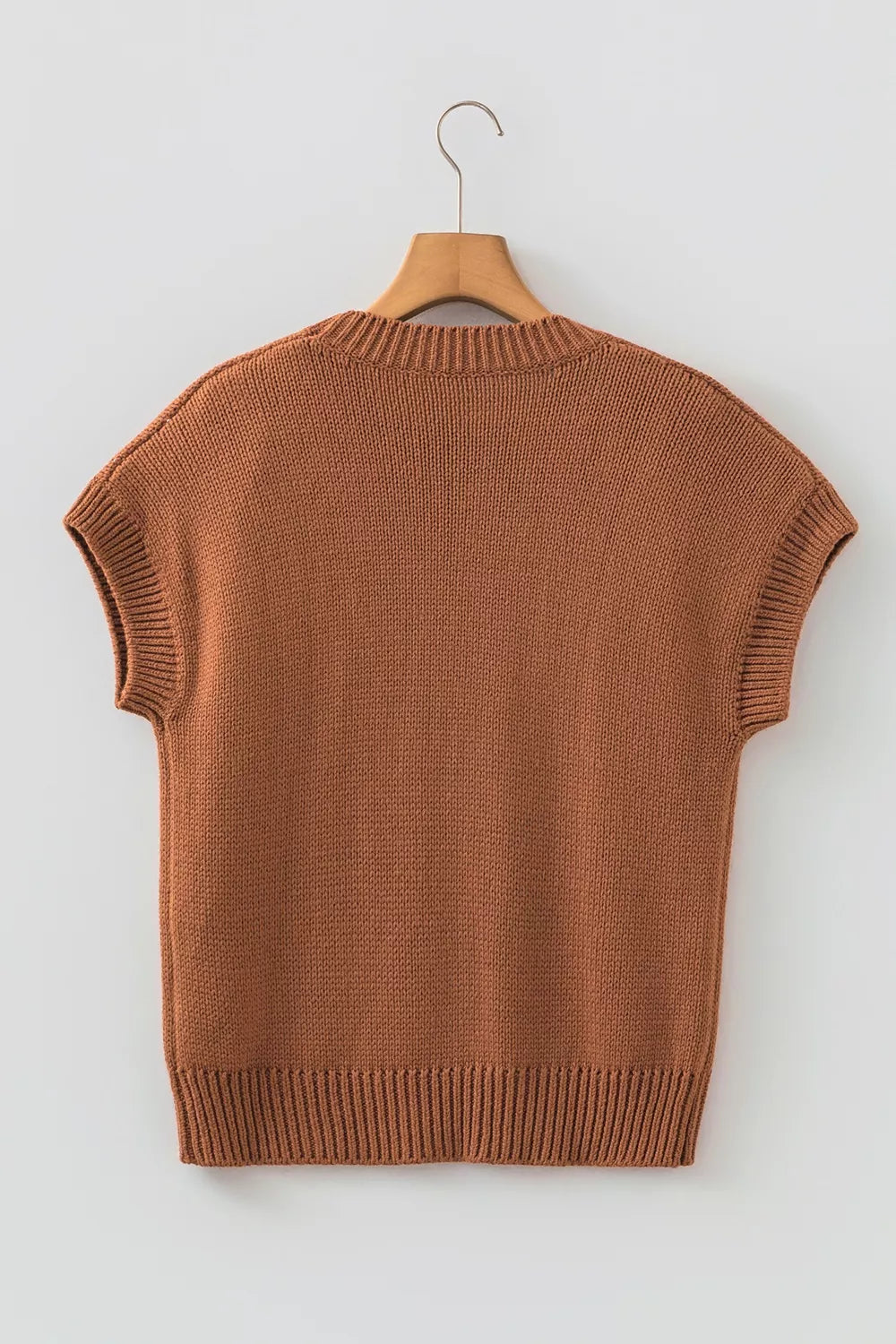 Western Horseshoe Pattern Short Sleeve Knit Sweater