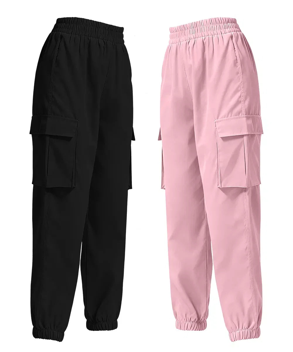 2 Piece Elastic Waist Cargo Pants
