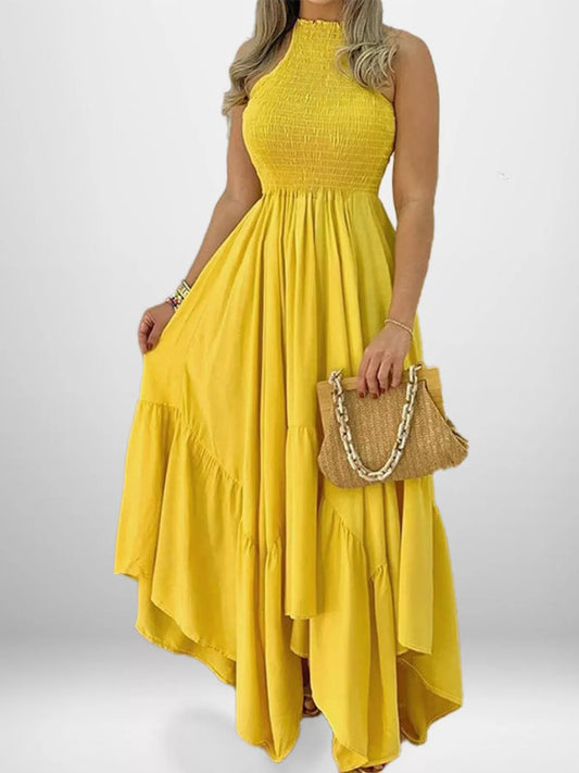 Full Size Smocked Sleeveless Ruffle Hem Maxi Dress Plus Size