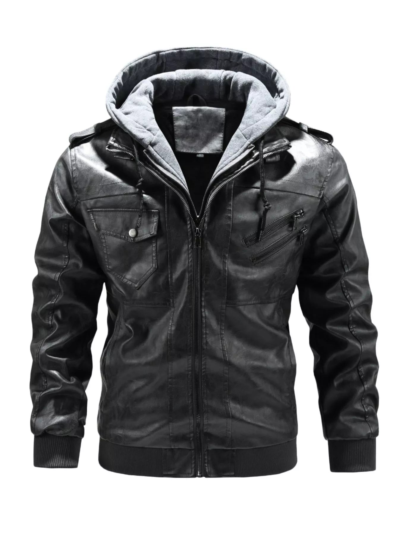 Men's Full Size Zip Up Drawstring Hooded Jacket Plus Size