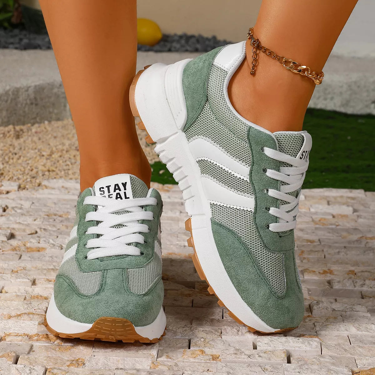 Round Toe Lace Up Sneakers