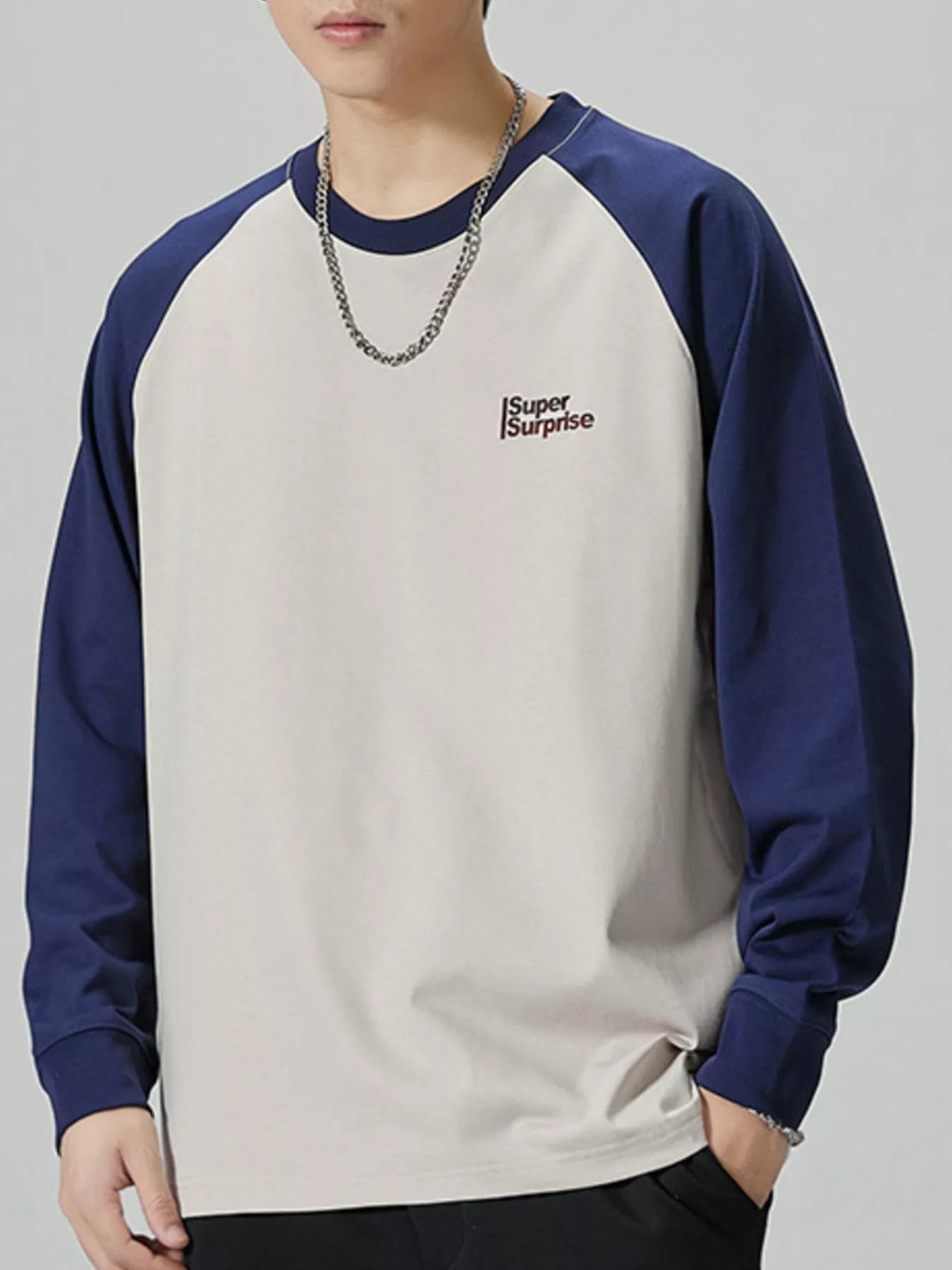 Men's Plus Size Round Neck Raglan Sleeve T-Shirt