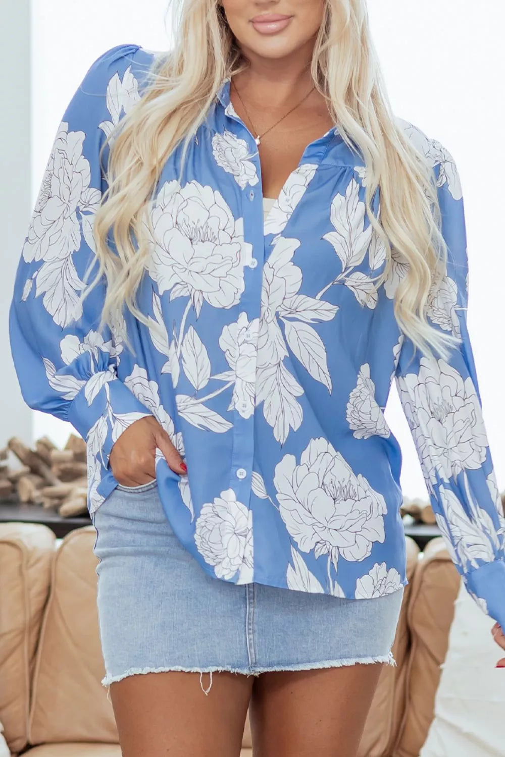 Floral Print Button-Up Shirt