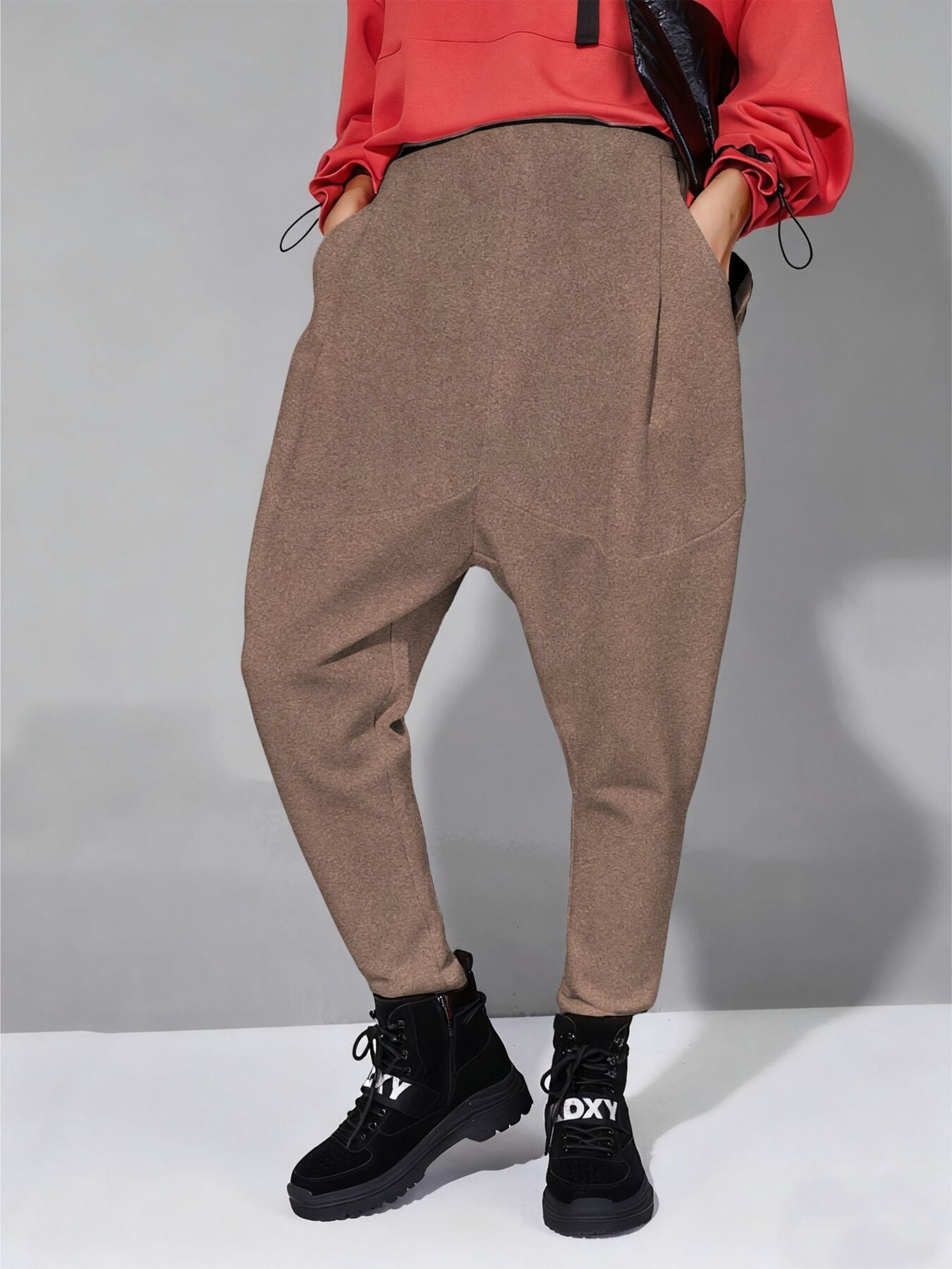 Loose Fit Harem Pants with Pockets
