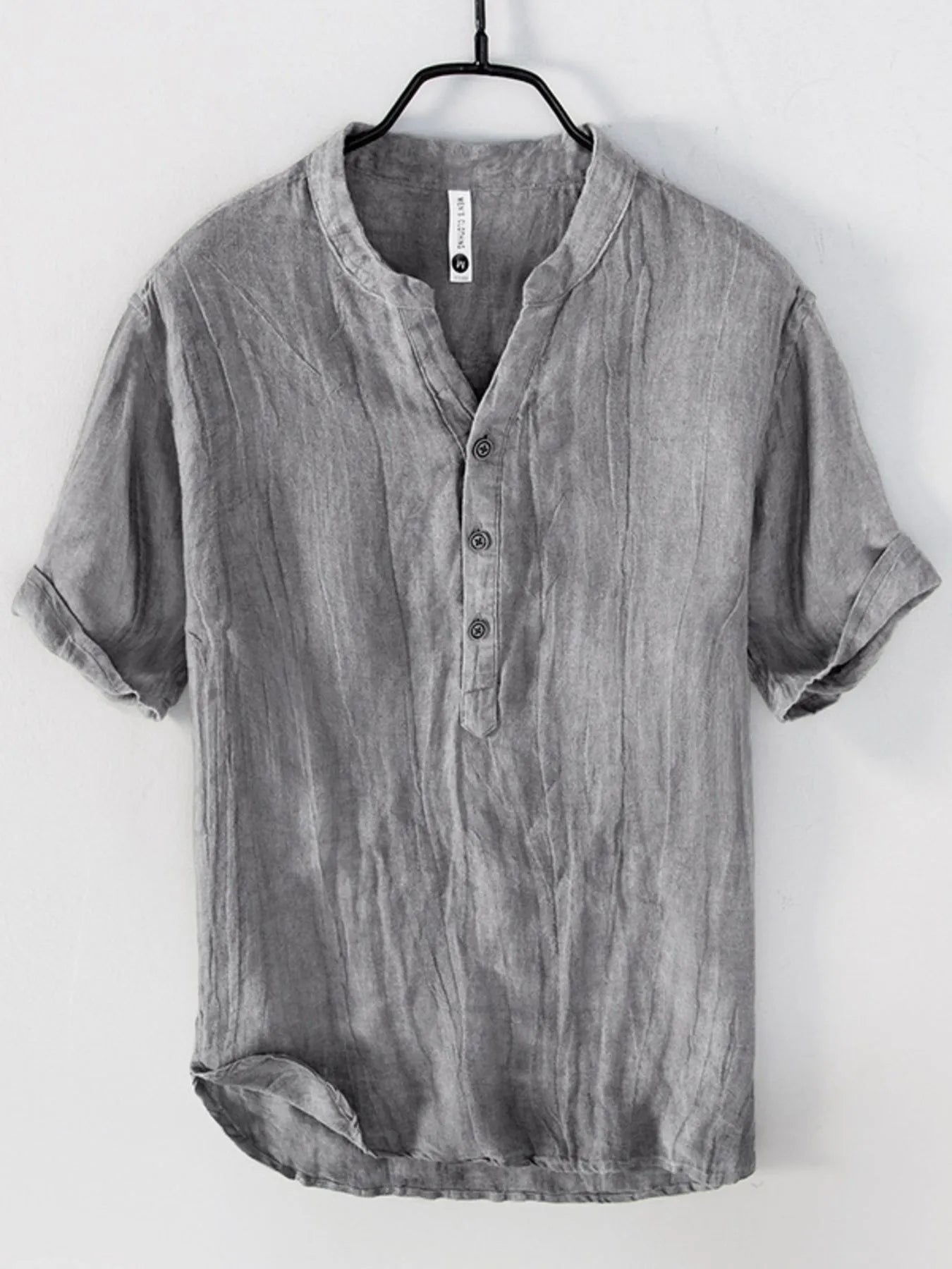 Men's Plus Size Button Detail Short Sleeve Top