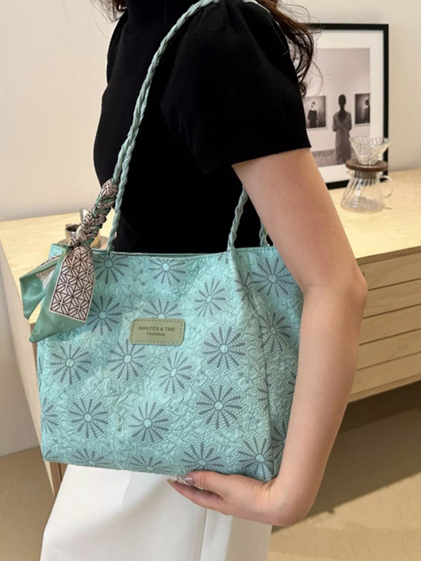 Braided Handle Tote Bag