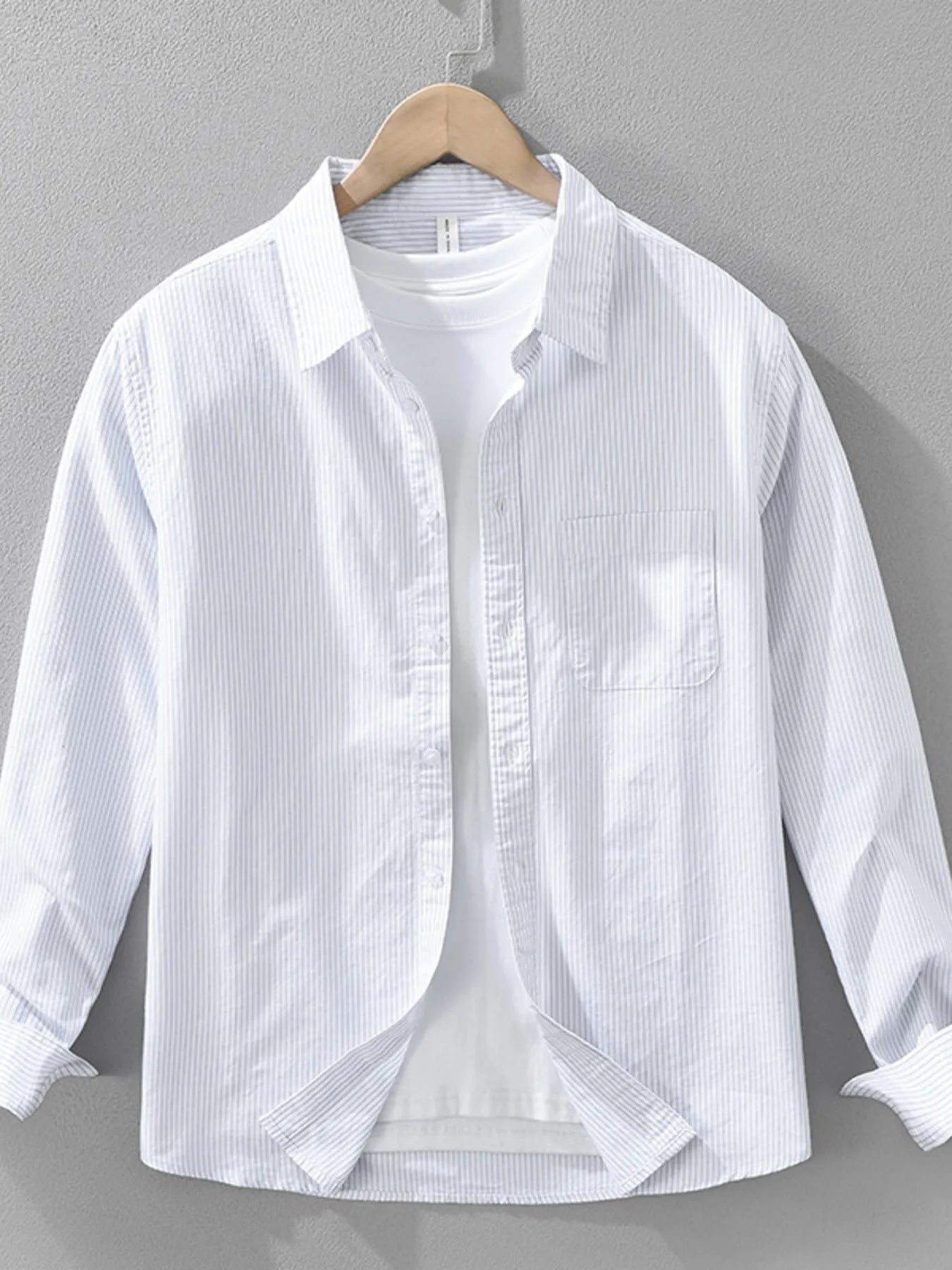 Men's Plus Size Striped Button Up Long Sleeve Shirt