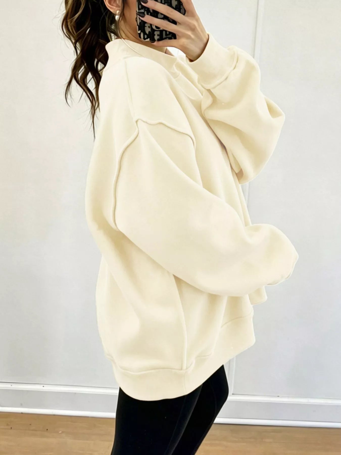 Mock Neck Dropped Shoulder Sweatshirt