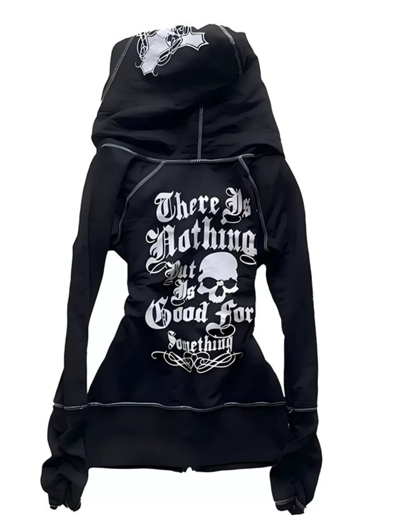 Gothic Cross Leopard Lined Zip-Up Hoodie