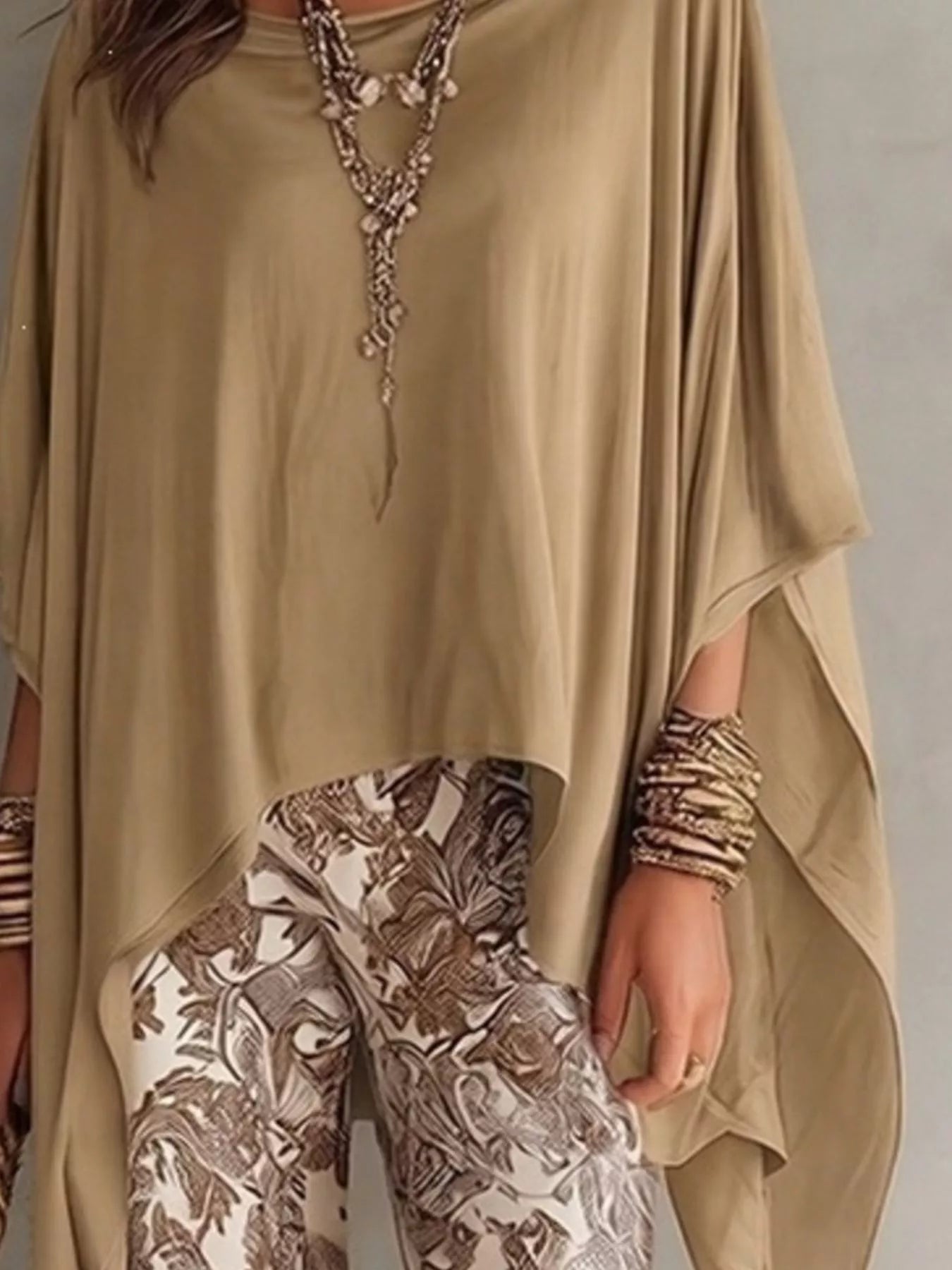 Full Size Oversized Batwing Sleeve Flowy Top Plus Size