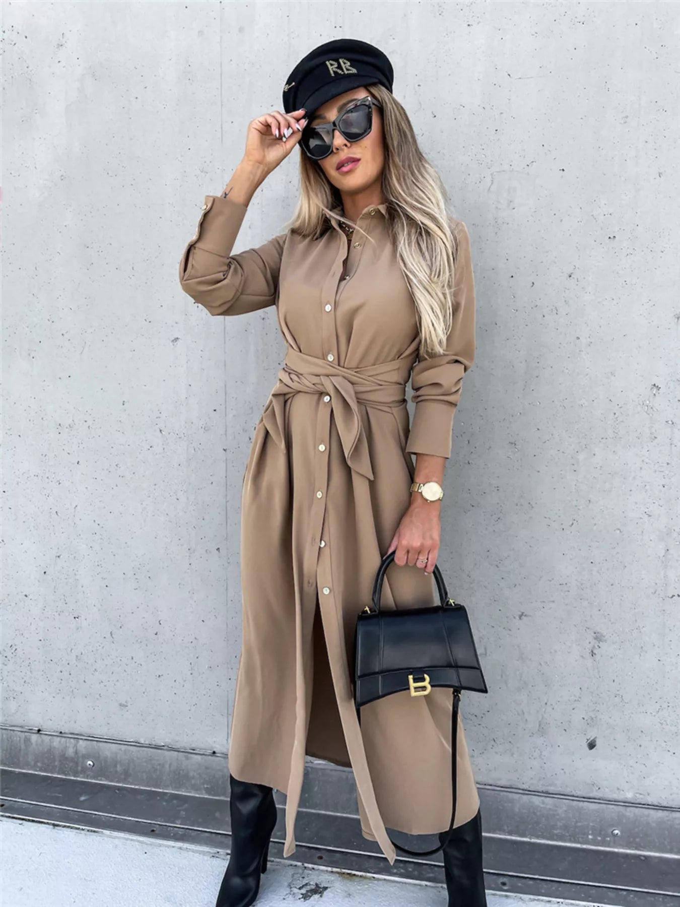 Full Size Button Front Shirt Dress Plus Size