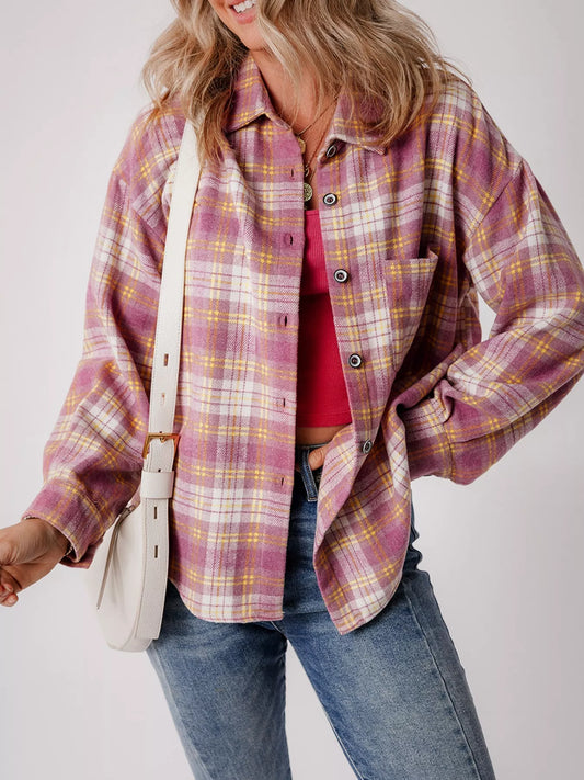 Casual Plaid Button-Down Shacket