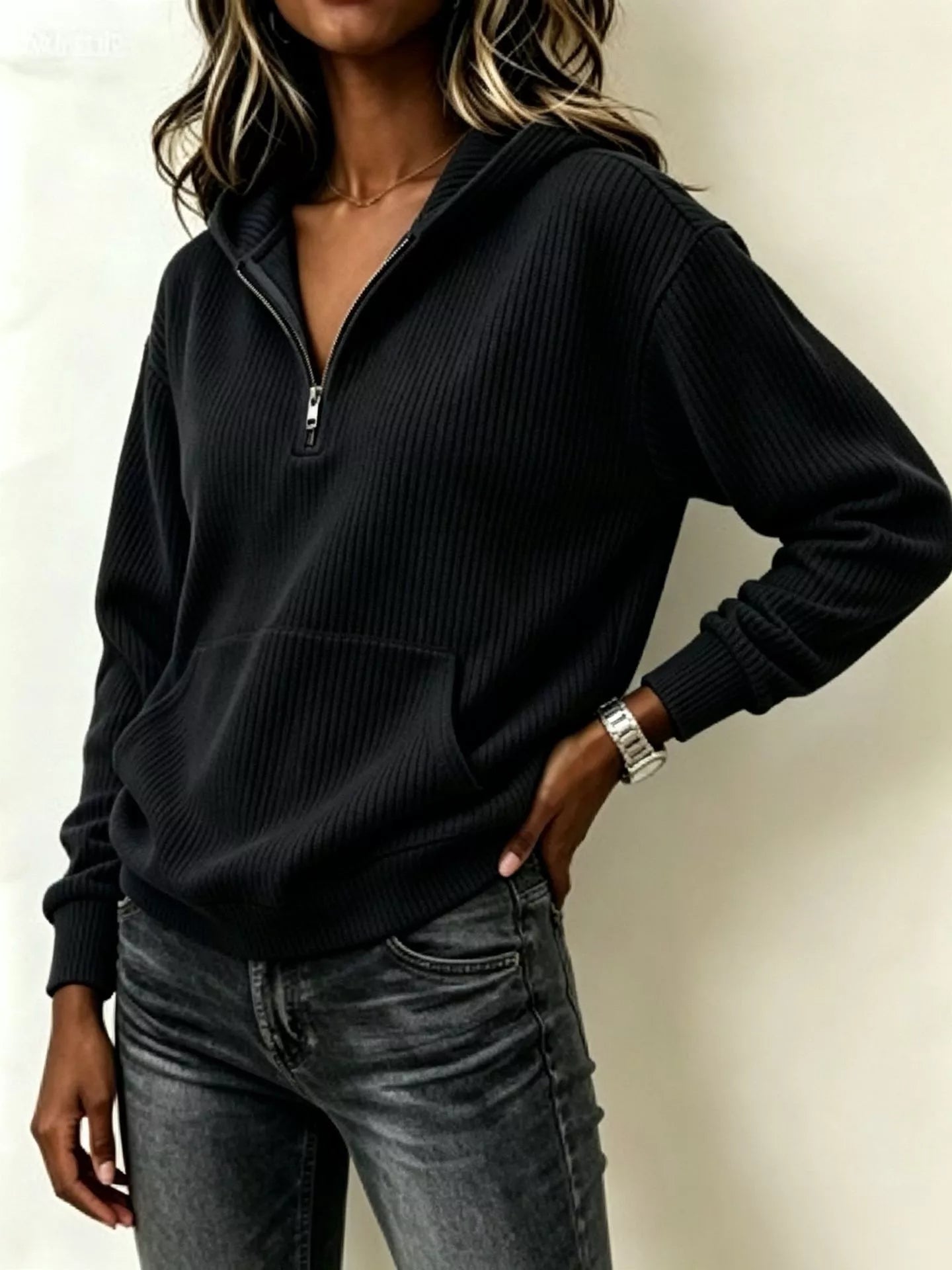 Kangaroo Pocket Half-Zip Hoodie