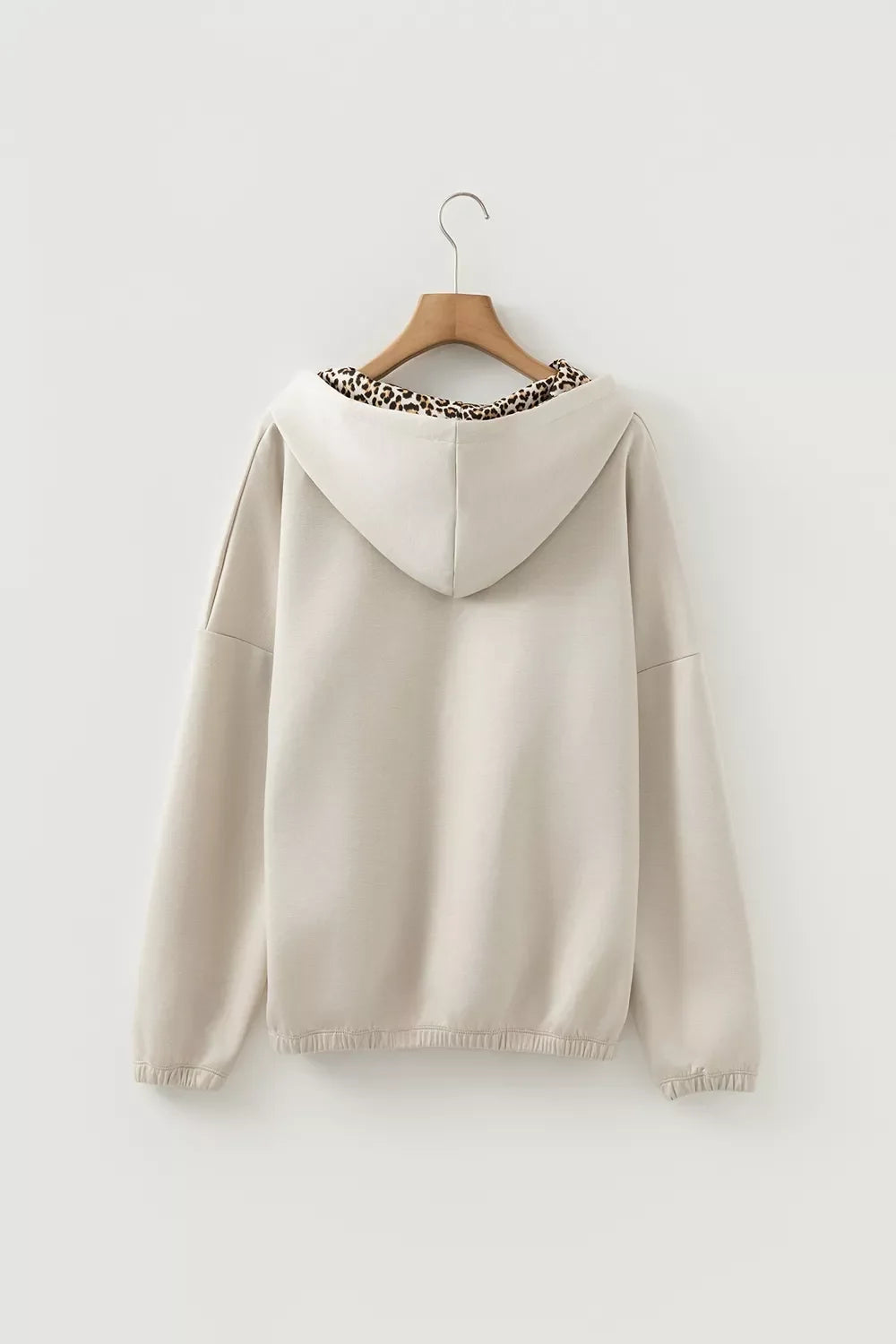 Leopard Print Lined Hoodie with Drawstring
