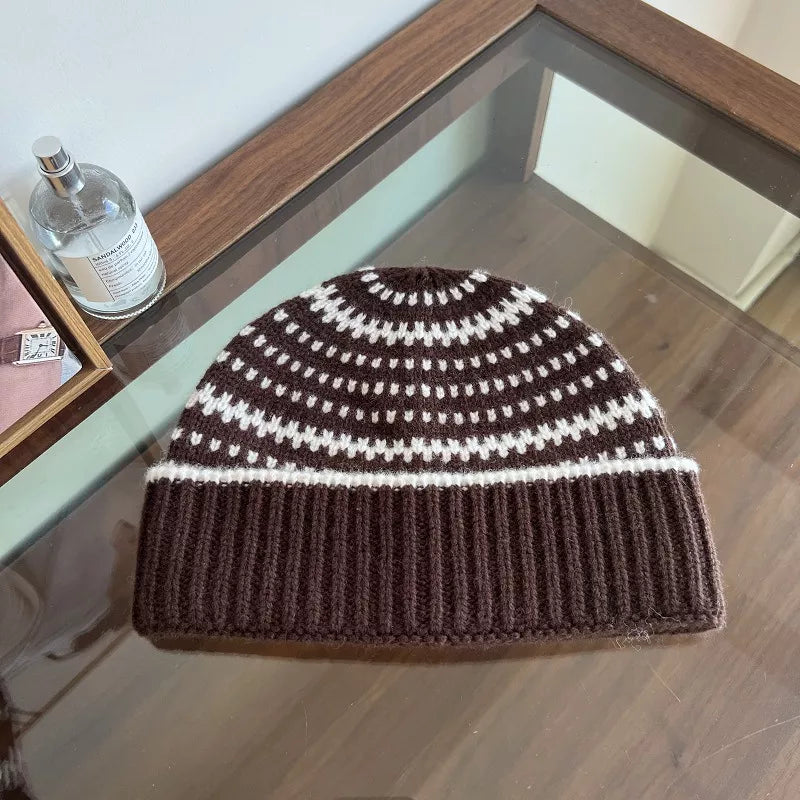 Wool Striped Warm Knit Hat