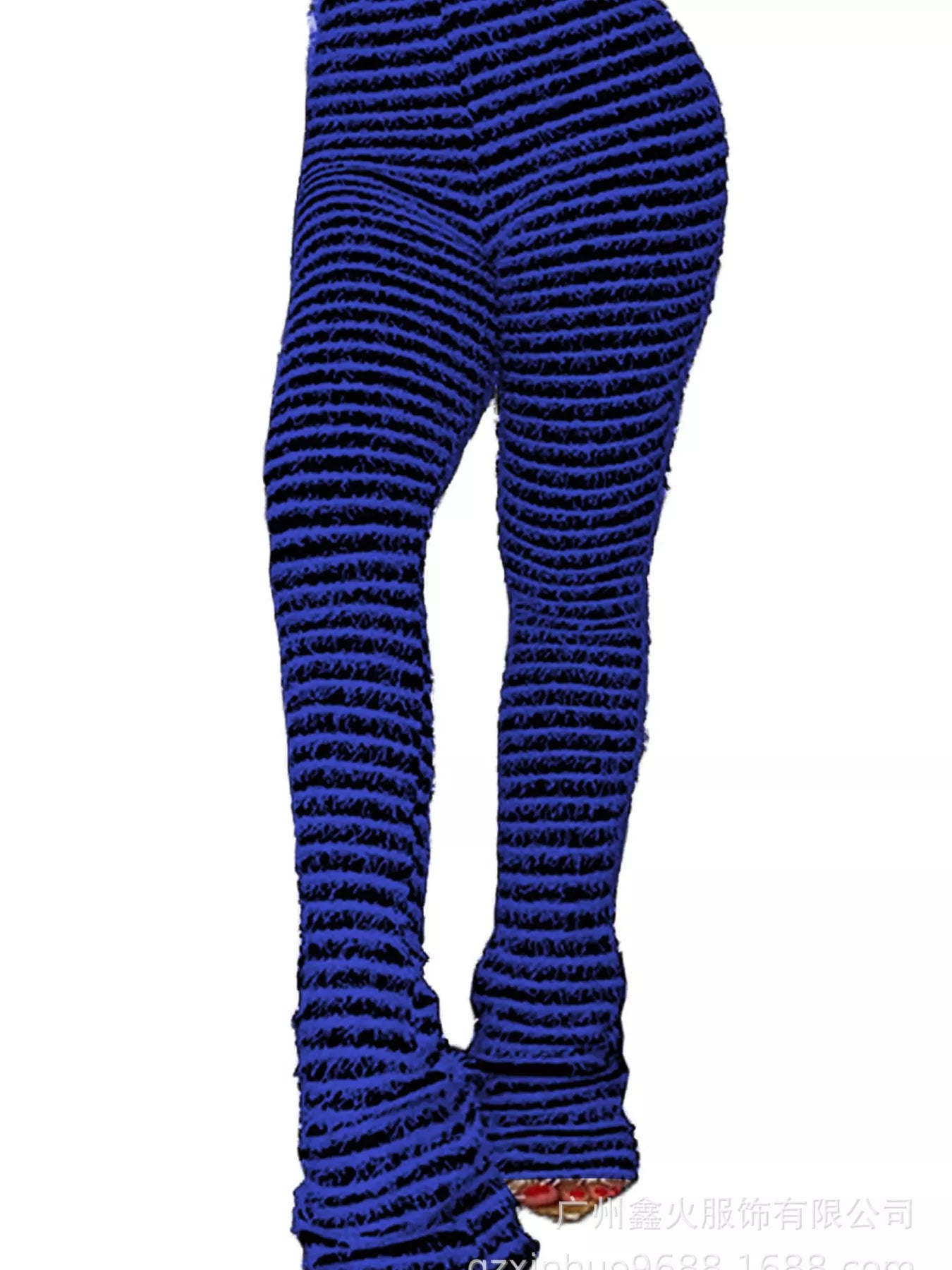 Striped Fuzzy Textured Knit Pants