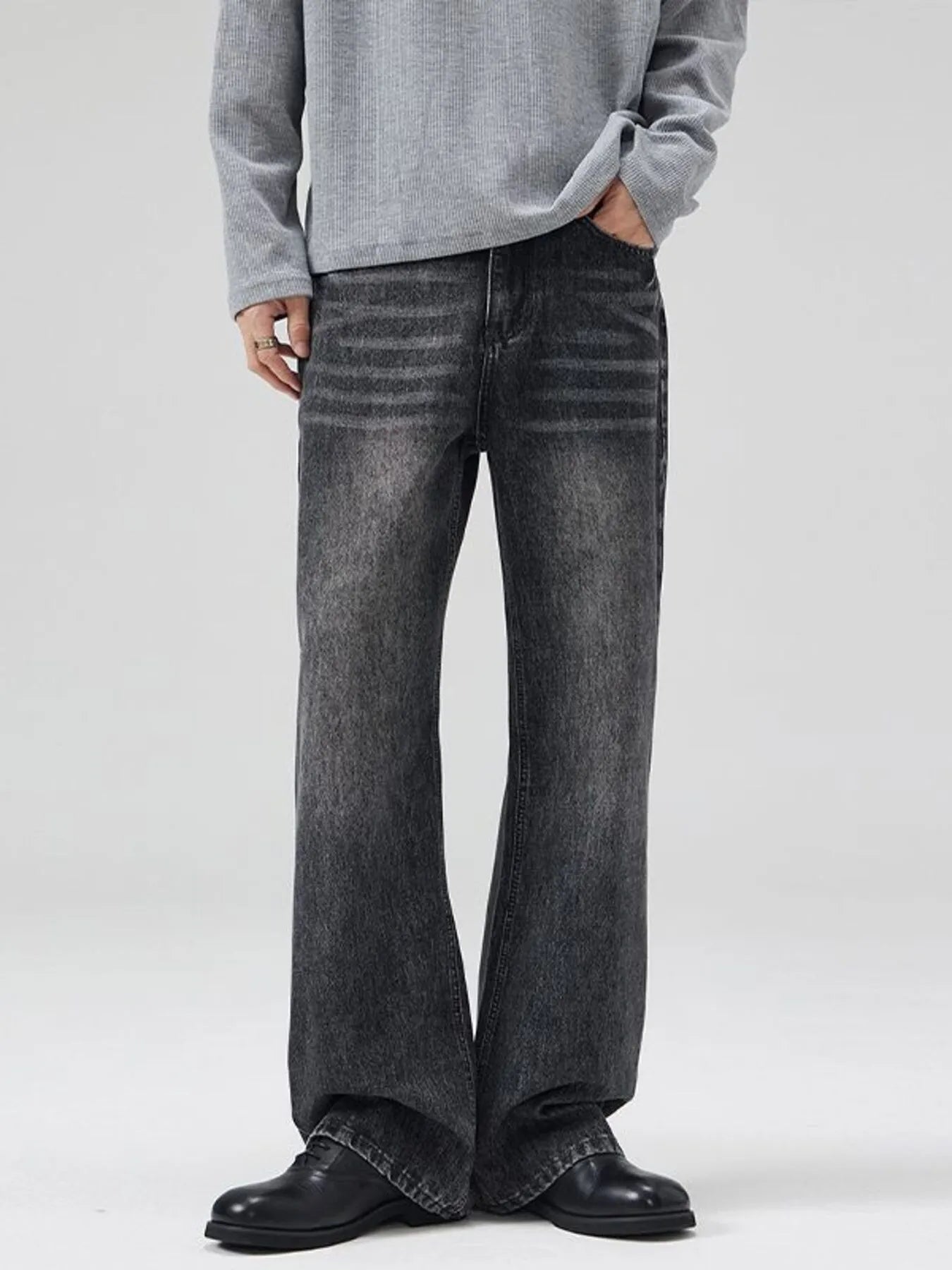 Men's Full Size Vintage Wash Flare Jeans Plus Size