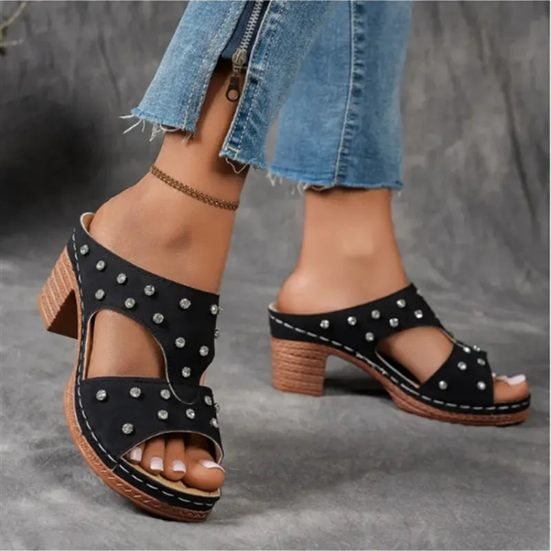 Open Toe Block Heel Sandals