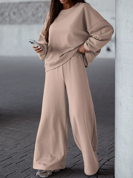 Casual Loose Fit Top and Pants Two-Piece Set