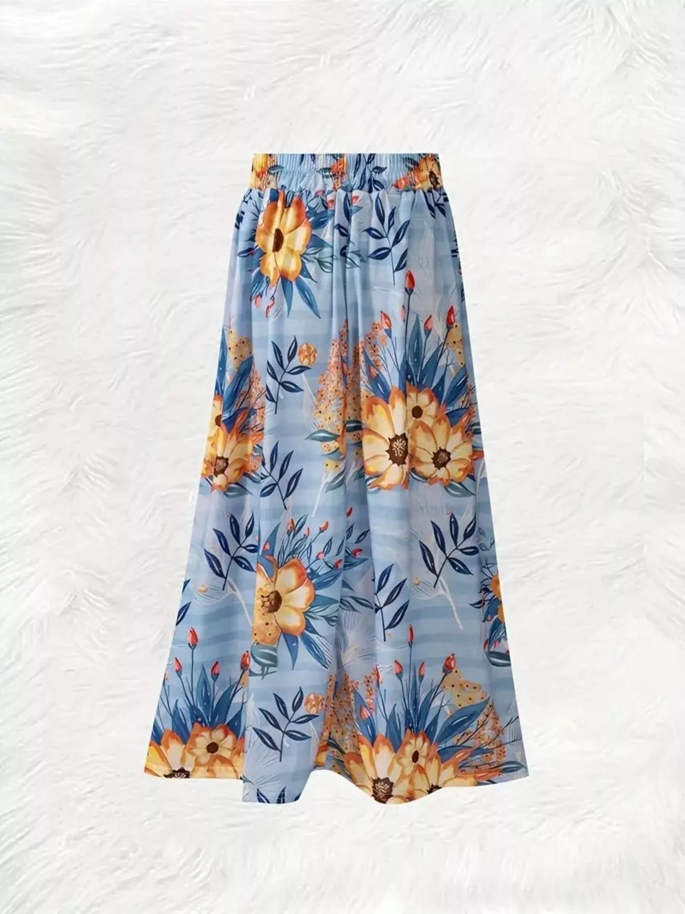 Printed Elastic Waist Skirt