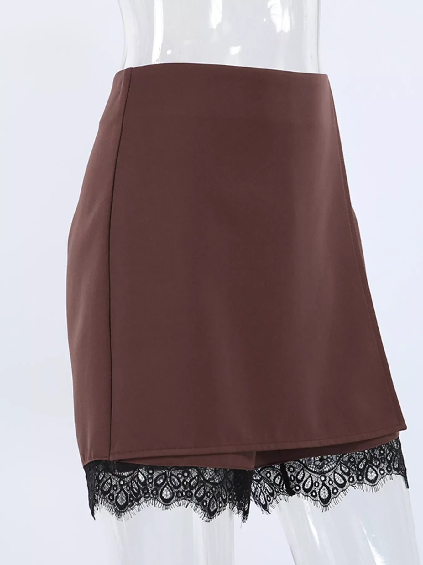 High-Waisted Lace Hem Skort